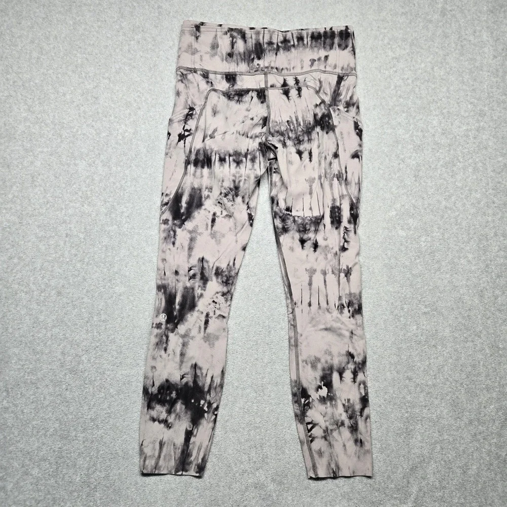 Lululemon Leggings Womens 8 Gray Tie Dye High Rise Ankle Pockets Athletic‎ Yoga
